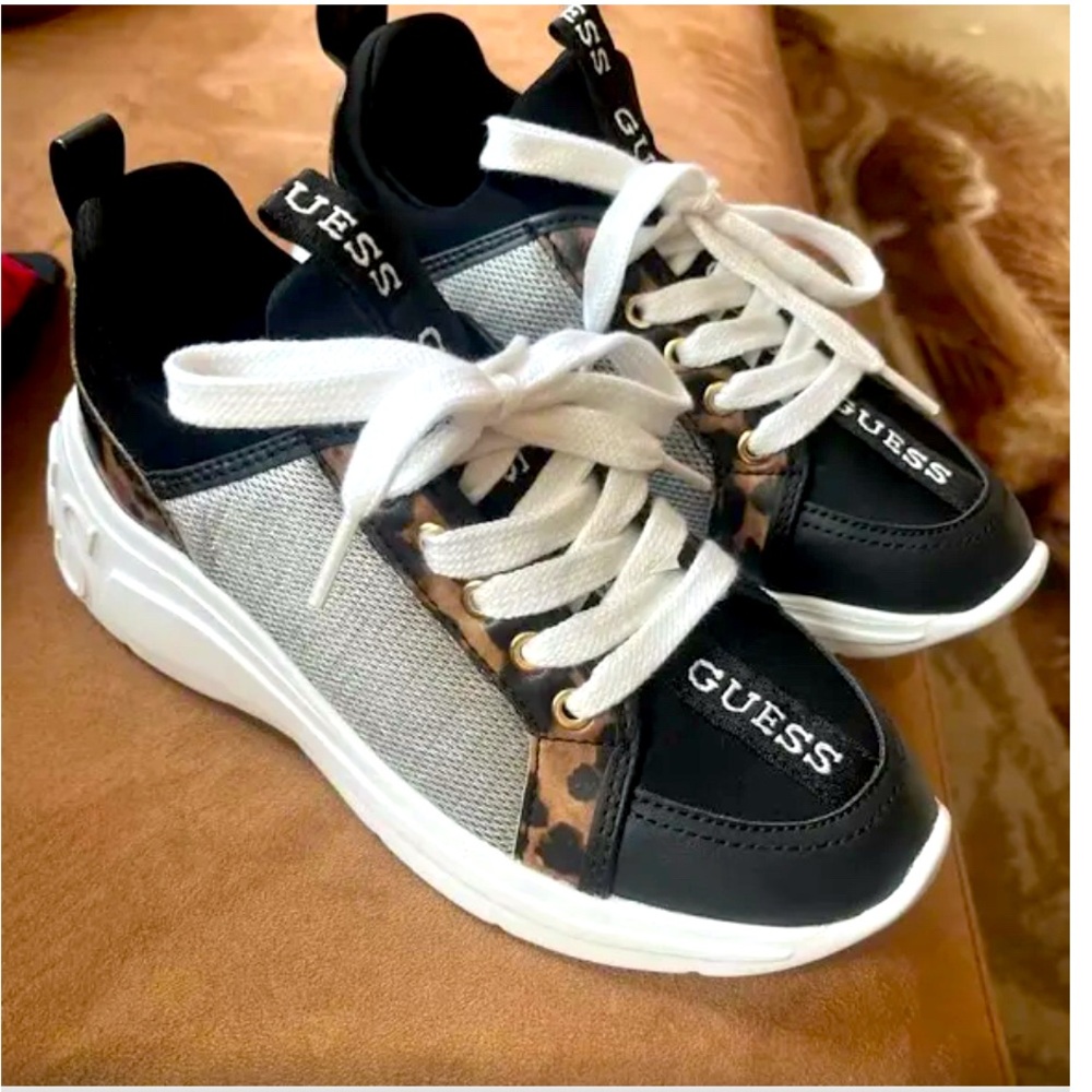 Guess tennis shoes - leopard/ mix . Girls size 4.